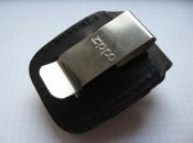 Чехол бензиновой зажигалки Zippo кожа черный с клипсой