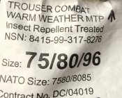 Штани MTP Warm weather - 75/80/96 insect repellent - заміри в описанні