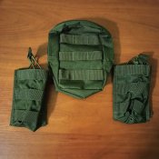 Лот 4 подсумка под магазины АК и утилитарный/аптечка. Молле. Олива.