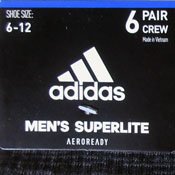 Шкарпетки Adidas Superlite Aeroready Black Crew нові оригінал [ціна за упаковку / 6 пар]