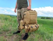 Тактический Штурмовой Военный Рюкзак с подсумками на 50-60 литров (койот)
