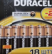 Батарейки аа duracell  пачка 18 шт (2 шт.)