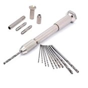 Ручна міні дриль, 2 двосторонні цанги, 10 свердл