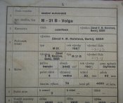 технічний паспорт на 21 волгу 1959 року із Чехословаччини