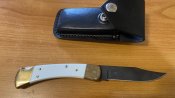 Buck Knives 110 White G-10 Black Oxide Folding Hunter Knife