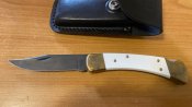 Buck Knives 110 White G-10 Black Oxide Folding Hunter Knife
