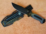 Тактический нож 4058A Grey c компасом огнивом точилкой стеклобоем 27 см