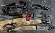 Ремень MS2, одноточечный, двухточечный, с антабками. Черный.