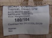 Китель куртка Jacket Combat Tropical Desert DPM 180/104, пустыня, армия ВС Великобритании