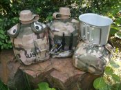 Фляга з кружкою армійська US Army Вottle 1 л пластикова в чохлі Multicam (1 шт.)