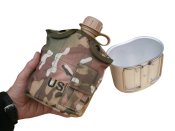 Фляга з кружкою армійська US Army Вottle 1 л пластикова в чохлі Multicam (1 шт.)