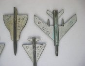 Літаки /самолеты/ - ТУ-24, ТУ-144, М-50, ЯК-25 = солдатики - фигурки = СРСР -СССР = метал = 5 шт.
