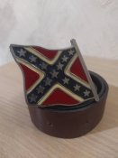 Кожаный ремень с пряжкой "Флаг Конфедерации"