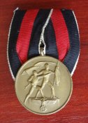 Памятная медаль 1 октября 1938 года на одиночной колодке (Судеты).