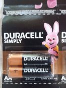2шт Батарейки AA Duracell Simply щелочные 1.5V (LR6) MN1500