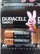 2шт Батарейки AA Duracell Simply щелочные 1.5V (LR6) MN1500