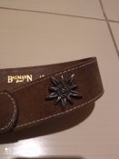 ремінь шкіряний із едельвесами.б/в. Робоча довжина 85 см.