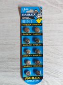 Батарейка Rablex Alkaline AG13 LR44 1.5 V для кварцевых часов, игрушек и брелков 10шт