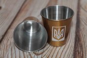 Стопки Стаканчики Туристичні з тризубом у чохлі 4 шт 70 мл (1236)