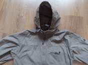Куртка, ветровка треккинговая Jack Wolfskin + капюшон, хаки, размер S, склад, Таиланд