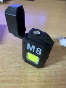 Електроімпульсна спіральна запальничка M8 із ліхтариком 3W, зарядкою від USB