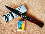 Нож на кнопке выкидной складной с клипсой 22 см