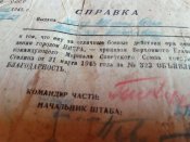 Благодарность от товарища Сталина 1945 года .