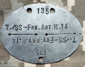Репліка жетона добровольця артилериста СС