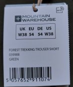Треккинговые брюки Mountain Warehouse 039988 + ремень, непромокаемые, олива, размер 54, склад