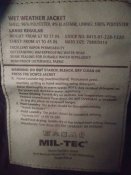 Парка Mil-Tec Wet Weather Jacket With Fleece Liner, чёрная, новая, L
