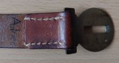 Ремень скаута, пластун, кожа, размер 81 х 3,2 см, пряжка лилия, б/у, Швейцария