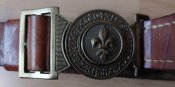 Ремень скаута, пластун, кожа, размер 81 х 3,2 см, пряжка лилия, б/у, Швейцария