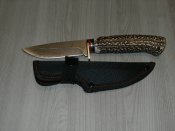Нож для охоты,рыбалки и туризма Damascus 21 см,рукоять из кости,лезо Дамаск з чехлом