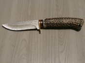 Нож для охоты,рыбалки и туризма Damascus 21 см,рукоять из кости,лезо Дамаск з чехлом