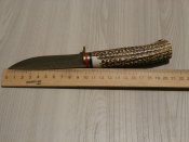 Нож для охоты,рыбалки и туризма Damascus 21 см,рукоять из кости,лезо Дамаск з чехлом
