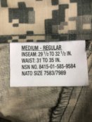 Штани армії США  Army Combat Uniform (ACU) з антимоскітним просоченням, розмір  MReg (2 шт.)