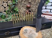 Набір розкладних шампурів з кулеметних гільз 12.7 мм в дерев’яному кейсі