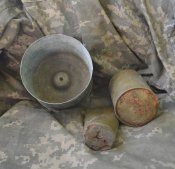 гильза поддон с танка 125 мм+часть пом-2+банка с УЗРГМ