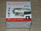 Ліхтар налобний з вбудованим акумулятором SH-S4-XPE+3SMD(white+red),Motion Sensor,ЗУ Type-C