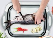 Похідна складна миска, дошка для нарізки,дуршлаг 3 в 1