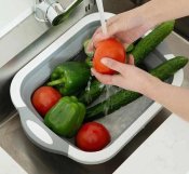Похідна складна миска, дошка для нарізки,дуршлаг 3 в 1
