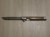 Нож складной Танто Флиппер M390 Дамаск Tanto Flipper на подшипниках с чехлом из кожзама