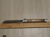 Нож складной Танто Флиппер M390 Дамаск Tanto Flipper на подшипниках с чехлом из кожзама