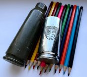 Карандашница из гильзы Бредли гравировка шеврон ПТАХИ МАДЯРА