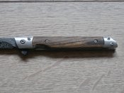 Складний викидний ніж Дамаск M390 Flipper 21.5см з чехлом з екошкіри