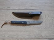 Мисливський ніж Самурай Дамаск Tanto Blade 21см в ножнах з екошкіри,ручка дерево