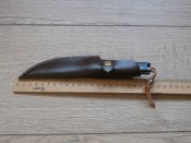 Мисливський ніж Самурай Дамаск Tanto Blade 21см в ножнах з екошкіри,ручка дерево