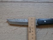 Мисливський ніж Самурай Дамаск Tanto Blade 21см в ножнах з екошкіри,ручка дерево