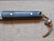 Мисливський ніж Самурай Дамаск Tanto Blade 21см в ножнах з екошкіри,ручка дерево