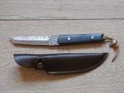 Мисливський ніж Самурай Дамаск Tanto Blade 21см в ножнах з екошкіри,ручка дерево
